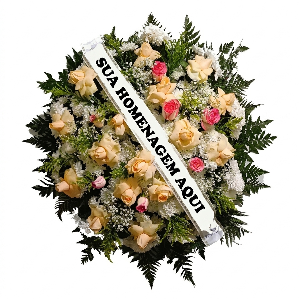 Coroa de Flores Premium Rosada | Florian�polis - Bigua�u - S�o Jos� - Palho�a