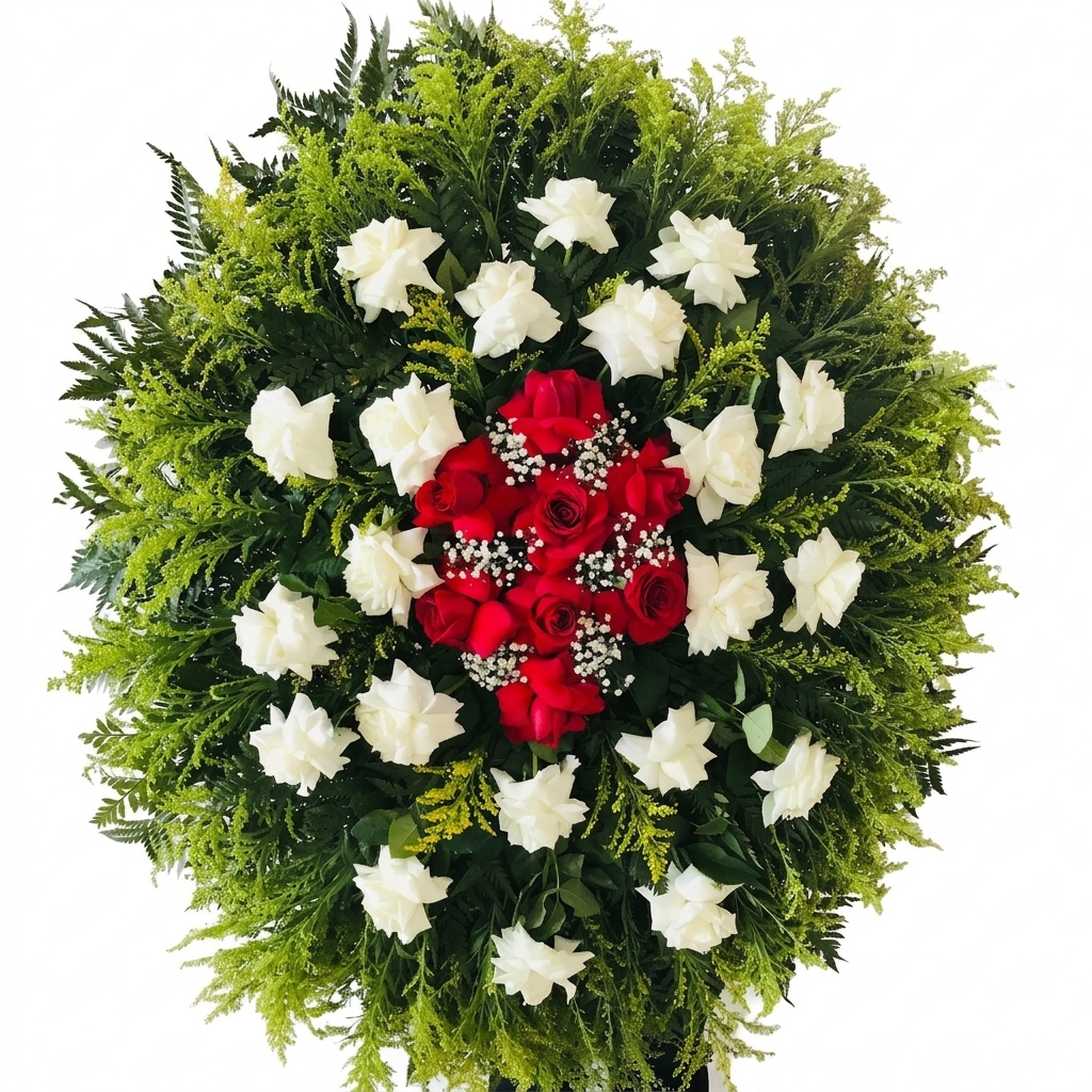 Coroa de Flores Premium com Rosas Brancas | Florian�polis - Bigua�u - S�o Jos� - Palho�a