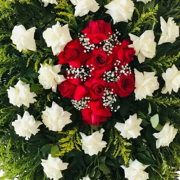 Coroa de Flores Premium com Rosas Brancas | Florian�polis - Bigua�u - S�o Jos� - Palho�a