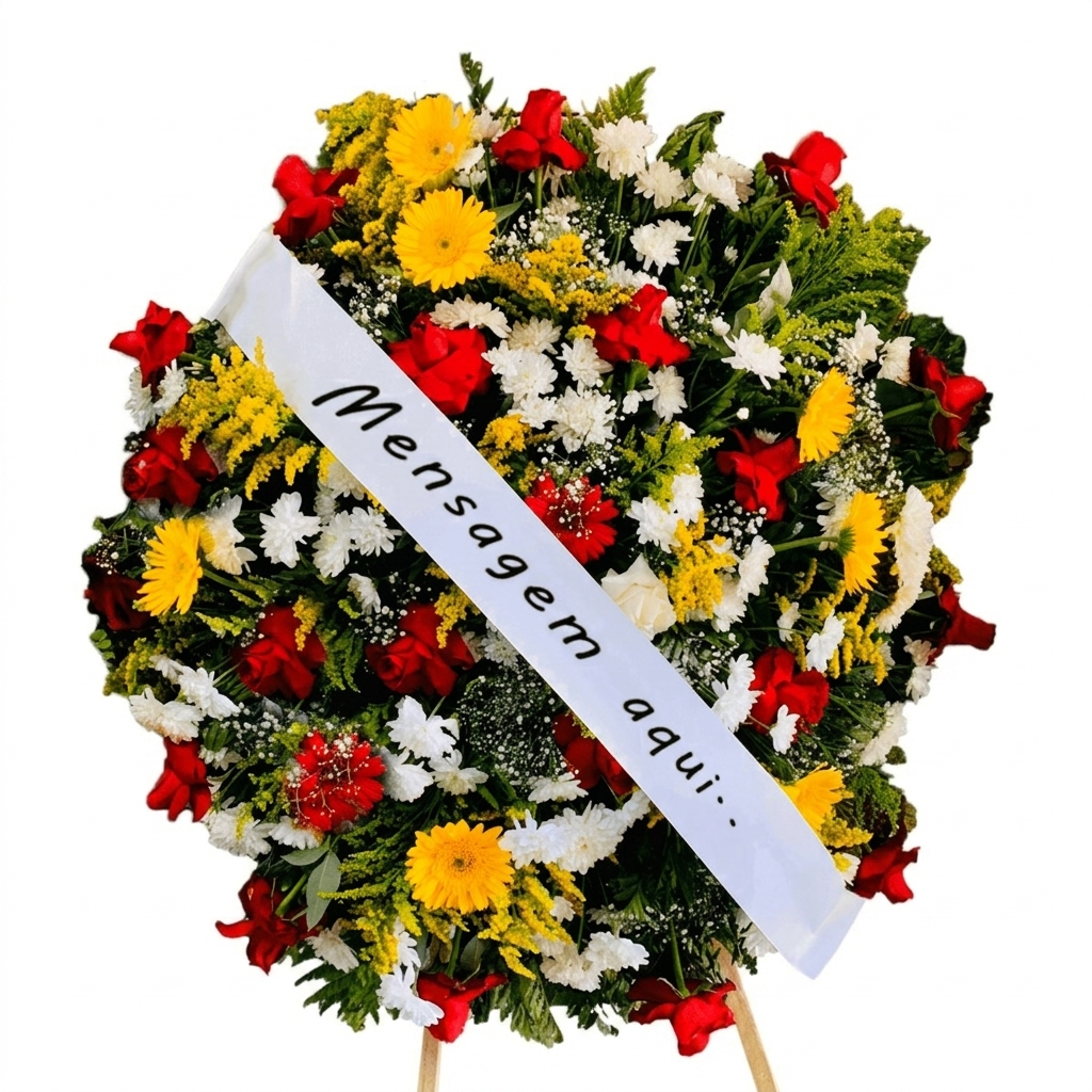 Coroa de Flores com Rosas Vermelhas e G�rberas | Florian�polis - Bigua�u - S�o Jos� - Palho�a