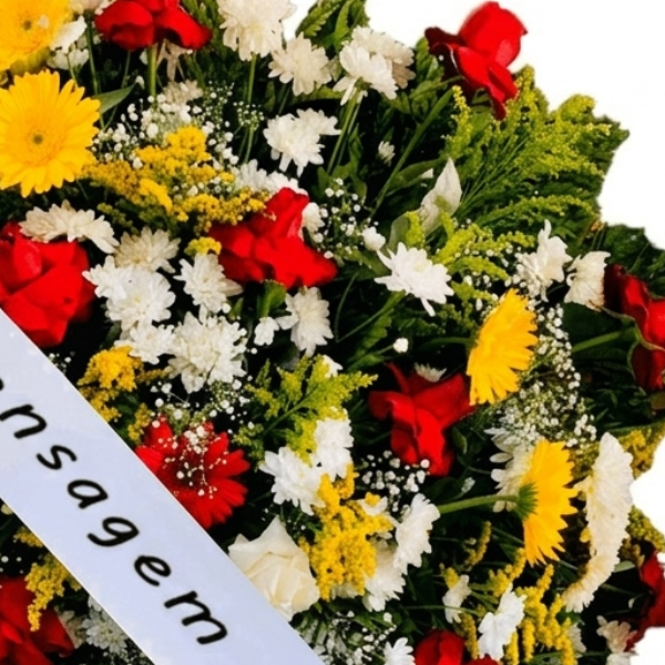 Coroa de Flores com Rosas Vermelhas e G�rberas | Florian�polis - Bigua�u - S�o Jos� - Palho�a