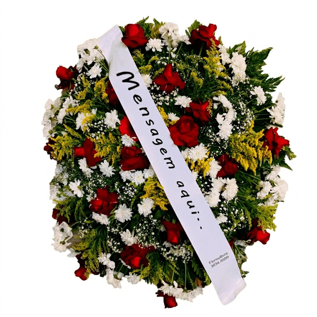 Coroa de Flores Tradicional com Rosas | Florian�polis - Bigua�u- S�o Jos� - Palho�a