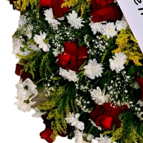 Coroa de Flores Tradicional com Rosas | Florian�polis - Bigua�u- S�o Jos� - Palho�a