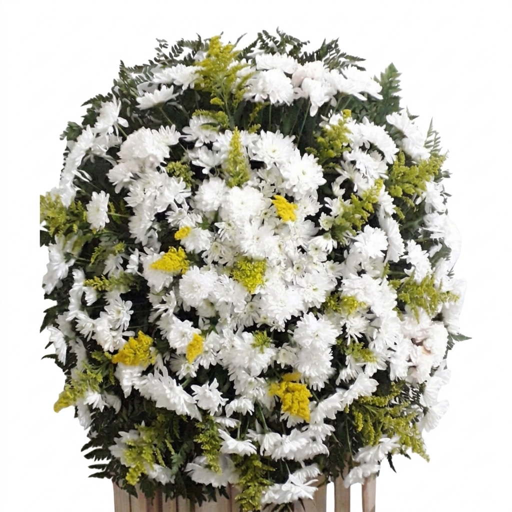 Coroa de Flores Tradicional Branca | Florian�polis - Bigua�u - S�o Jos� - Palho�a