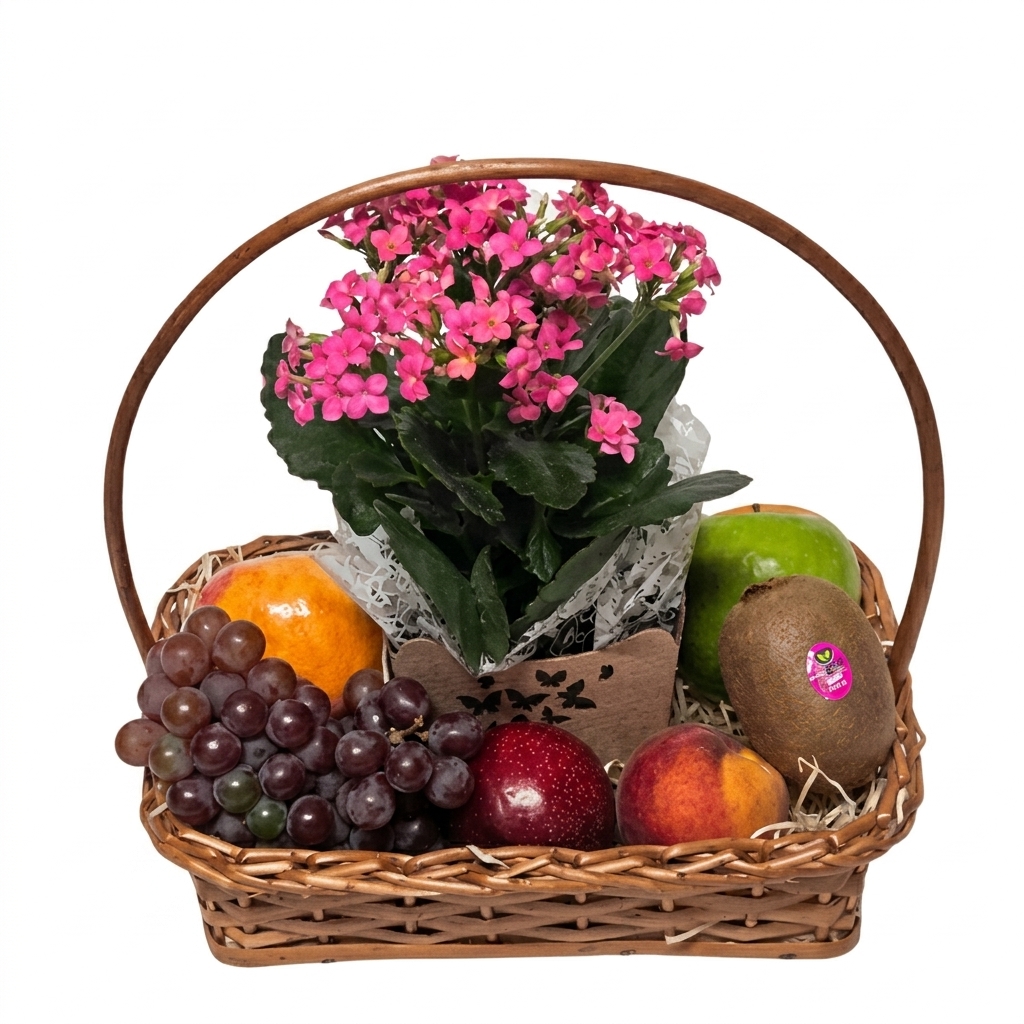 Cesta de Frutas com Flores