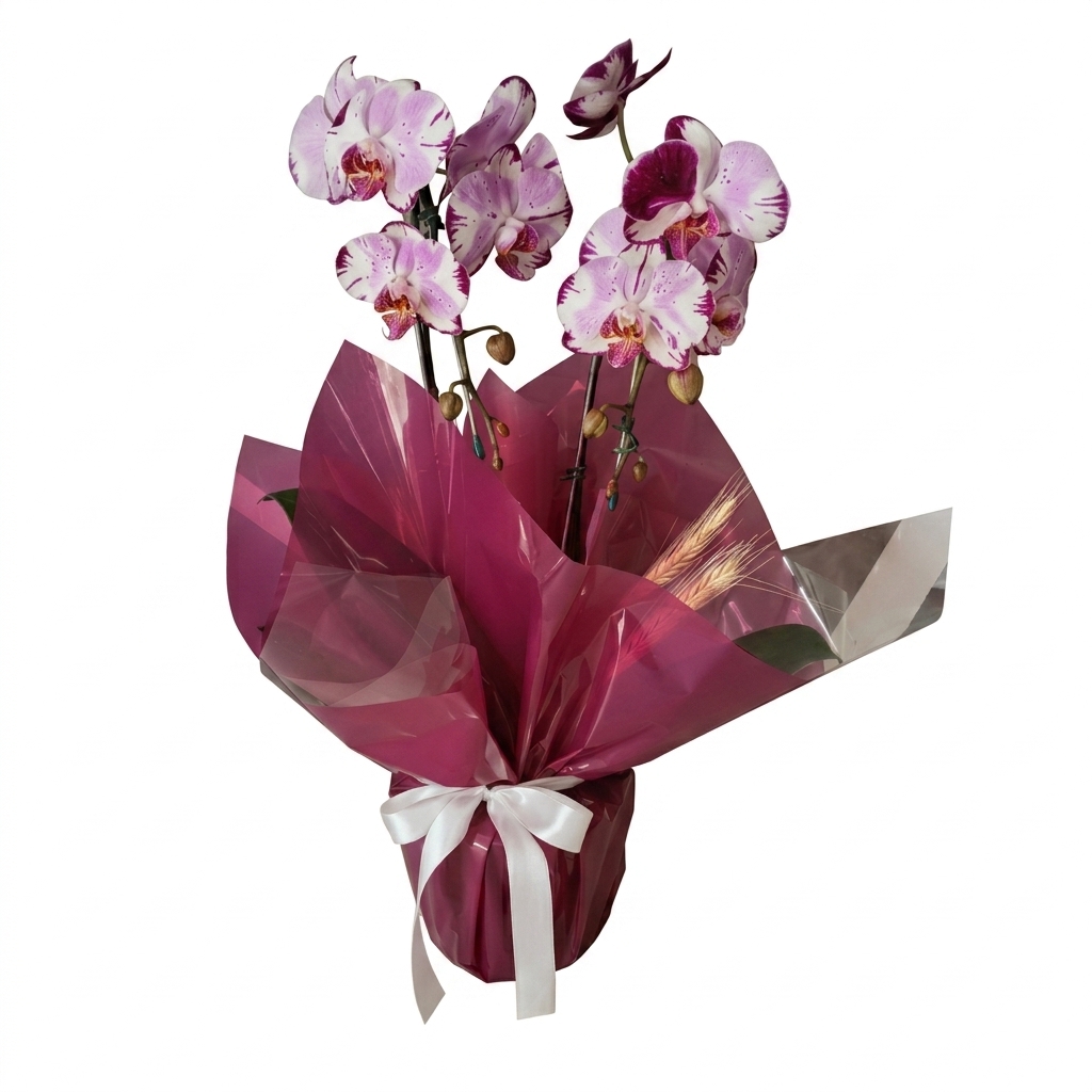 Orquidea Phalaenopsis Cascata 2 Hastes: Branca com Lil�s
