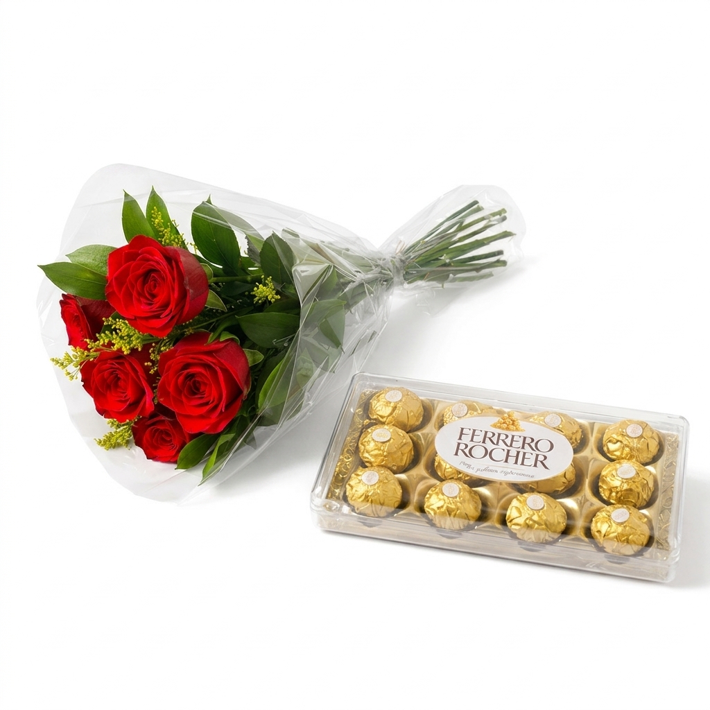 Buqu� 06 Rosas + Ferrero