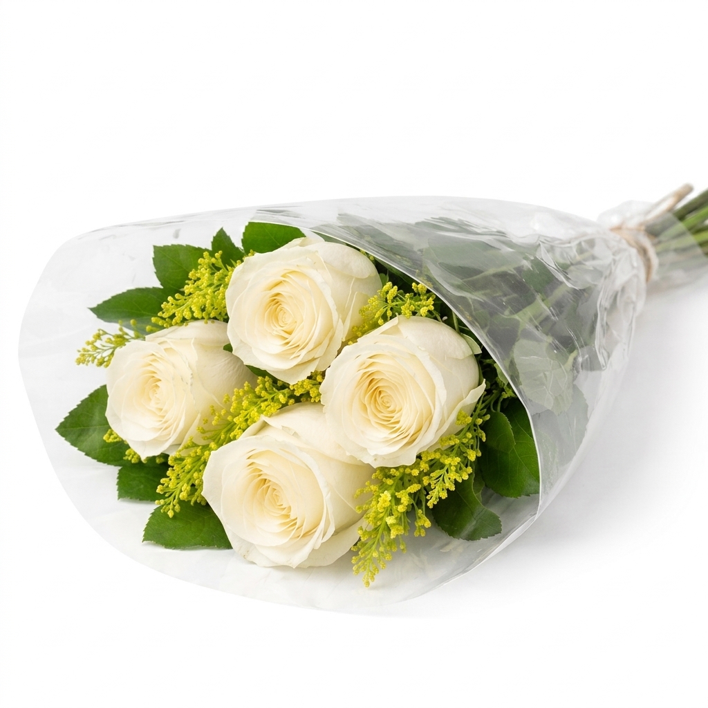 Buqu� com 04 Rosas Brancas