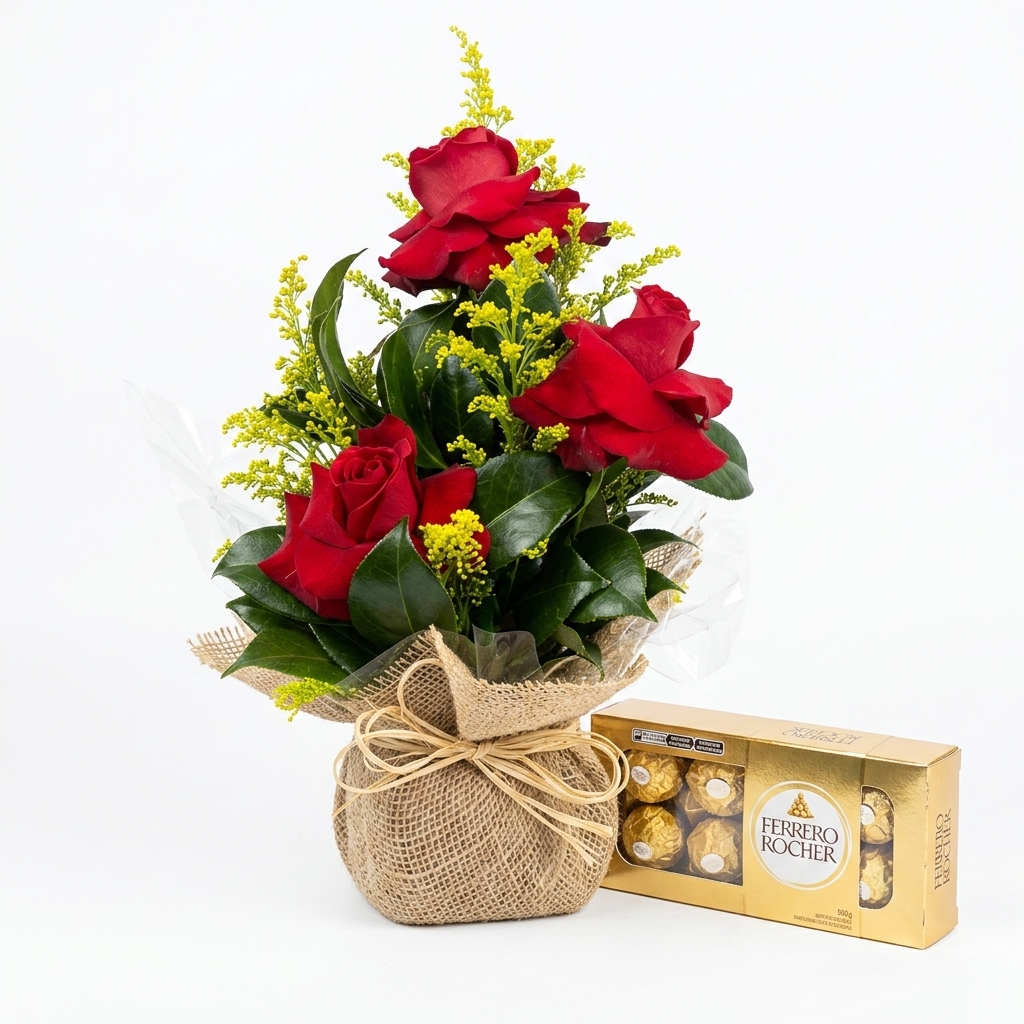 Trio Red com Ferrero � Amor em Flor e Chocolate