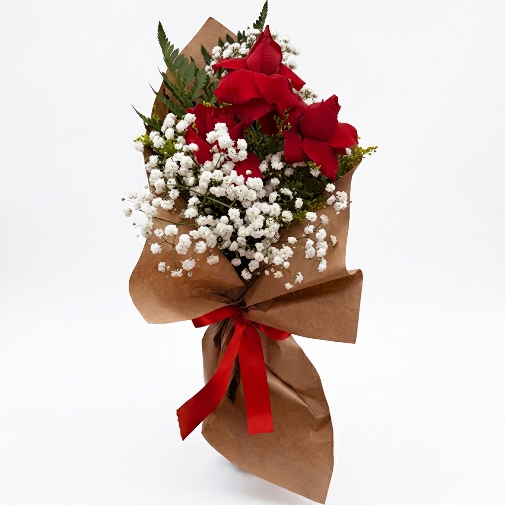 Arranjo de 03 Rosas Vermelhas Importadas