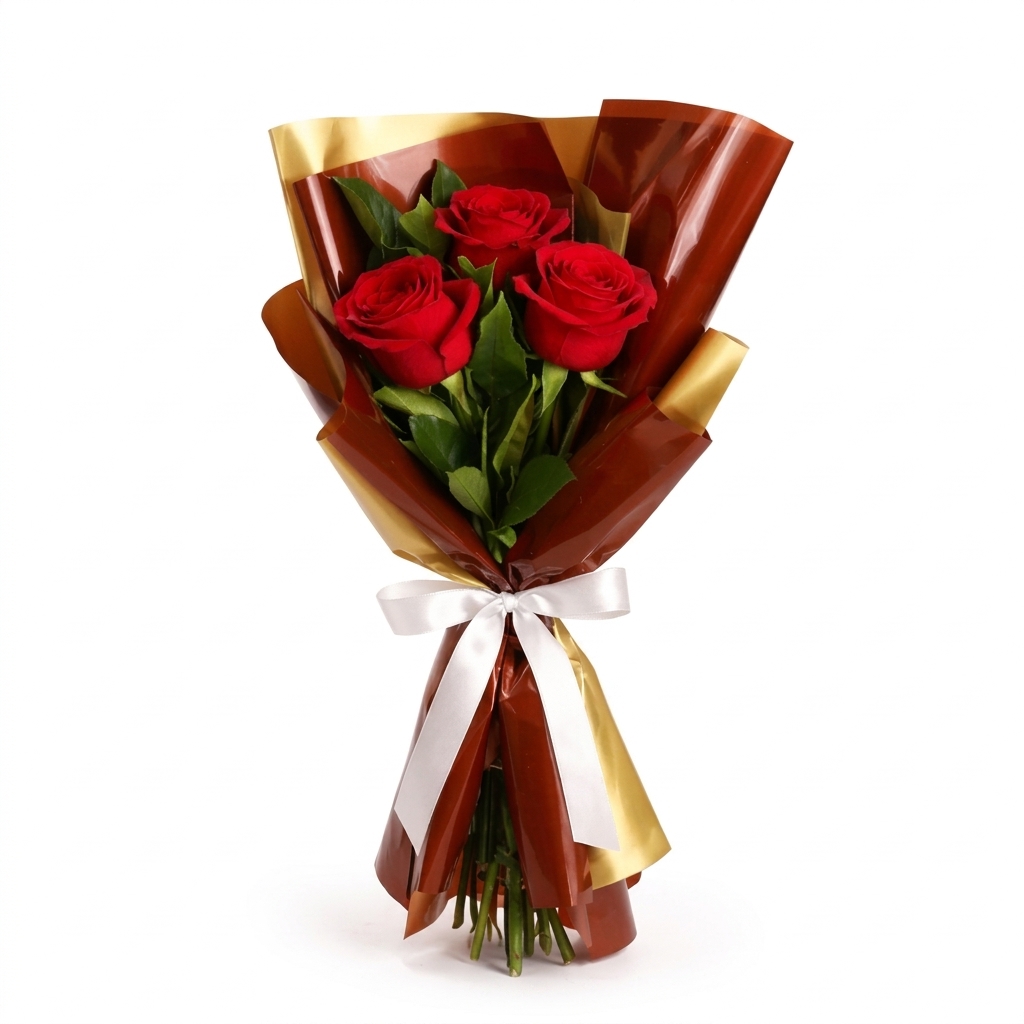 Buqu� Trio de Rosas Vermelhas Luxo
