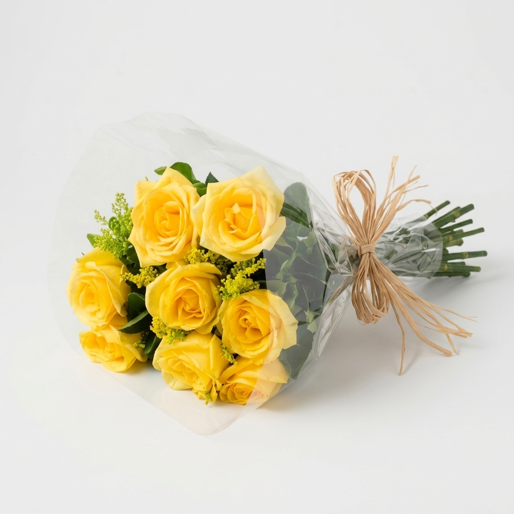 Buque 8 Rosas Amarelas - Raio de Sol de R�fia