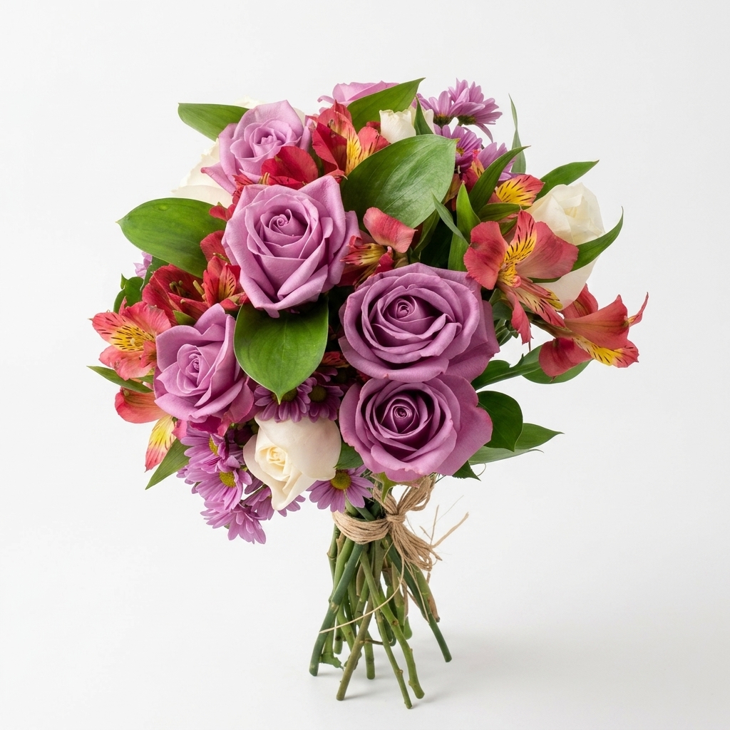 Buqu� de Flores do Campo em Tons Rosados