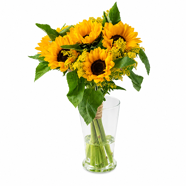 Vaso de Vidro com 6 Girass�is
