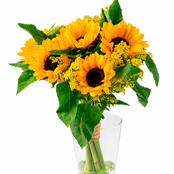 Vaso de Vidro com 6 Girass�is
